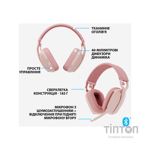 Навушники Logitech Zone Vibe 100 Wireless Rose (981-001224)