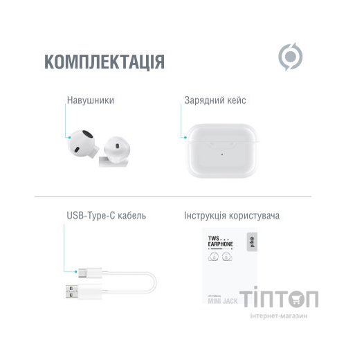 Навушники Piko TWS-MiniJack White (1283126583407)