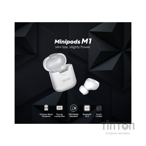 Навушники Tecno Minipods M1 Mono White (4895180759475)