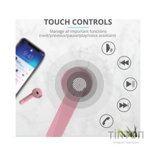 Навушники Trust Primo Touch True Wireless Mic Pink (23782)