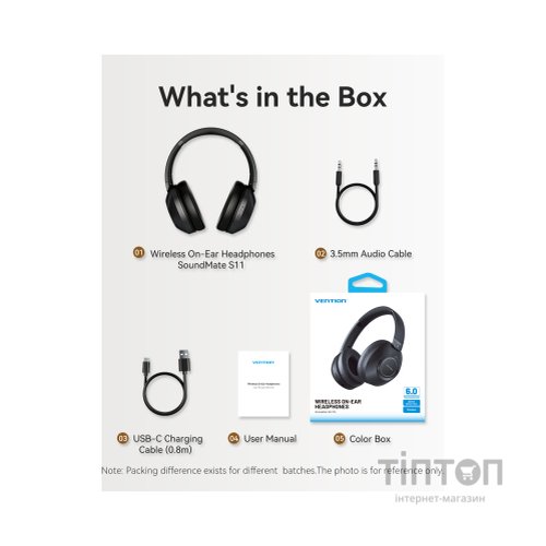 Навушники Vention S11 SoundMate Wireless Black (NBBB0)