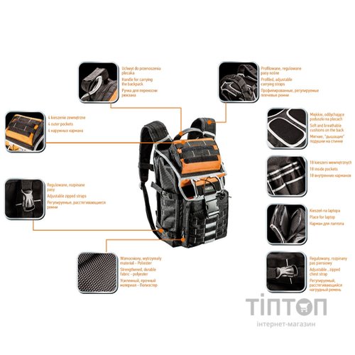 Сумка для інструмента Neo Tools рюкзак 22 кишені, поліестер 600D (84-304)