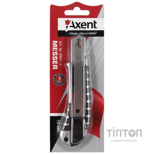 Ніж канцелярський Axent 18мм, METAL, rubber inserts, blister (6901-А)