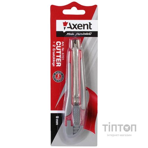 Ніж канцелярський Axent 9мм, metal runners, rubber inserts (6701-А)