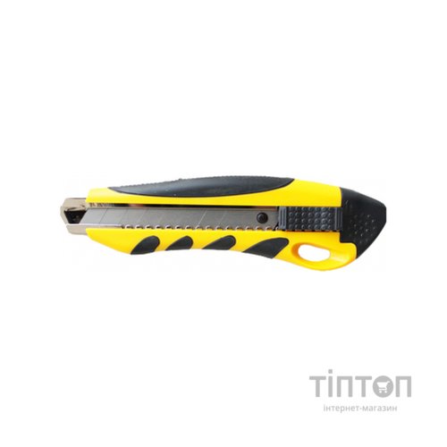Ніж канцелярський H-Tone 18 мм жовтий з гумовими вставками (KNIFE-HT-JJ40607-18)