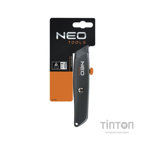 Ніж монтажний Neo Tools сегментне лезо 18мм, металевий корпус (63-702)