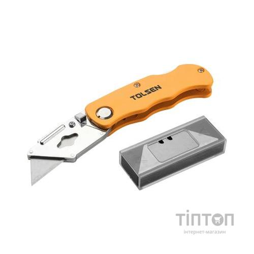 Ніж монтажний Tolsen складний алюмінієвий, 5 лез трапеція SK5 (30007)