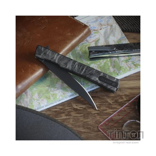 Ніж Ocaso Solstice, Engraved titanium Topo Pattern, Black (10ETB)