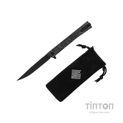 Ніж Ocaso Solstice, Engraved titanium Topo Pattern, Black (10ETB)