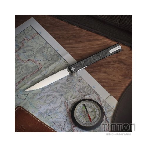 Ніж Ocaso Solstice, Engraved titanium, Topo Pattern, Satin (10ETS)