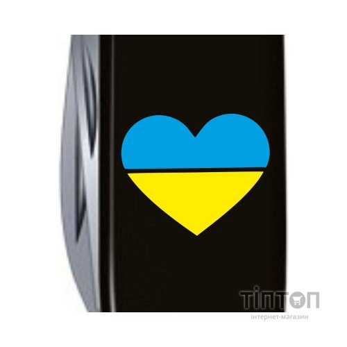 Ніж Victorinox Huntsman Ukraine 91 мм Чорний Серце синьо-жовте (1.3713.3_T1090u)