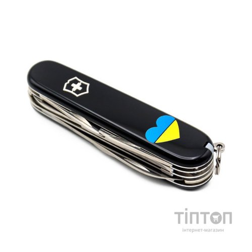 Ніж Victorinox Huntsman Ukraine 91 мм Чорний Серце синьо-жовте (1.3713.3_T1090u)