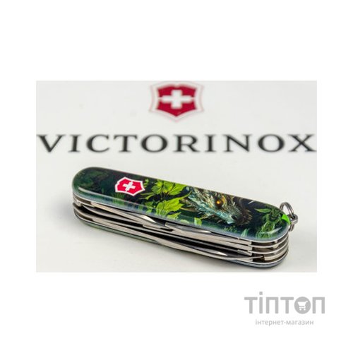 Ніж Victorinox Huntsman Zodiac 91 мм Зелений дерев'яний дракон (1.3713.3_Z3240p)