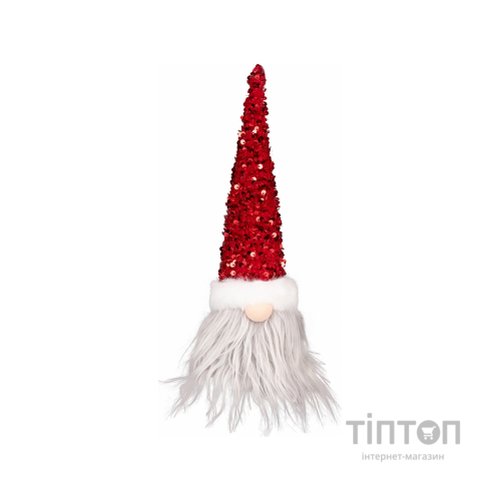 Новорічна фігурка Novogod`ko Гном, червона паєтка, 27 см, LED (973721)