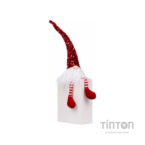 Новорічна фігурка Novogod`ko Гном, червона паєтка, 56 см, LED (973733)