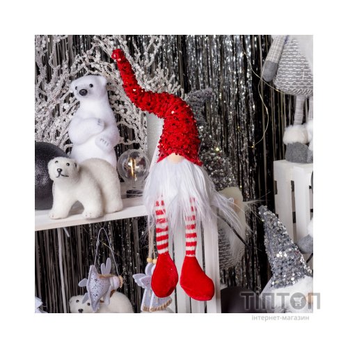 Новорічна фігурка Novogod`ko Гном, червона паєтка, 56 см, LED (973733)