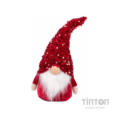 Новорічна фігурка Novogod`ko Гном Хлопчик, червона паєтка, 29 см, LED (973722)