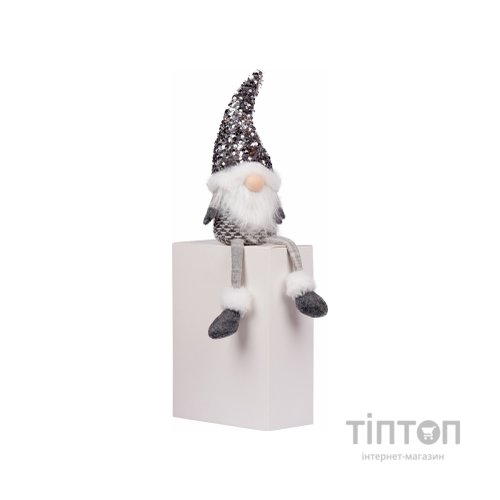 Новорічна фігурка Novogod`ko Гном, срібна паєтка, 45 см (973732)