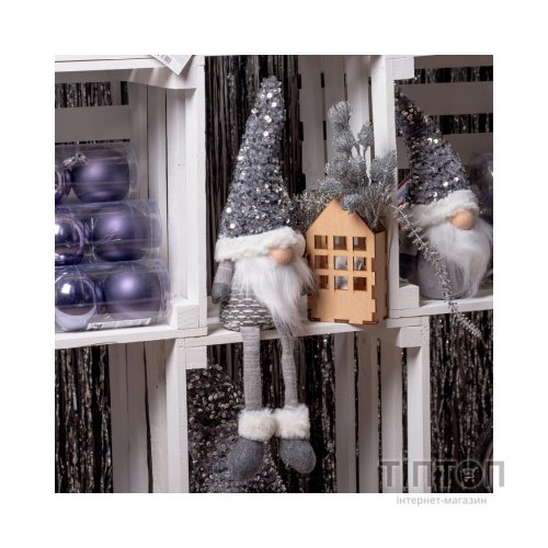 Новорічна фігурка Novogod`ko Гном, срібна паєтка, 45 см (973732)