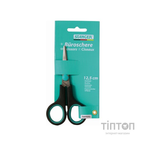 Ножиці Stanger 125мм, чорні з зеленим (340103)