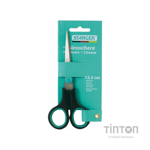 Ножиці Stanger 155мм, чорні з зеленим (340102)