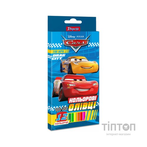 Олівці кольорові 1 вересня Cars пласт. корп. 12 кольорів (290617)