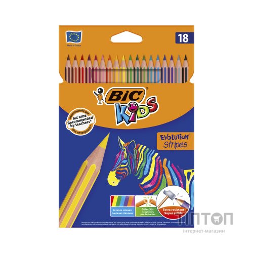 Олівці кольорові Bic Evolution Stripes 18 шт (bc950524)