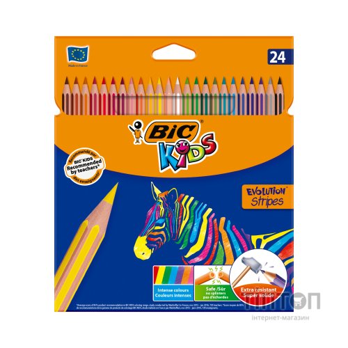 Олівці кольорові Bic Evolution Stripes 24 шт (bc950525)