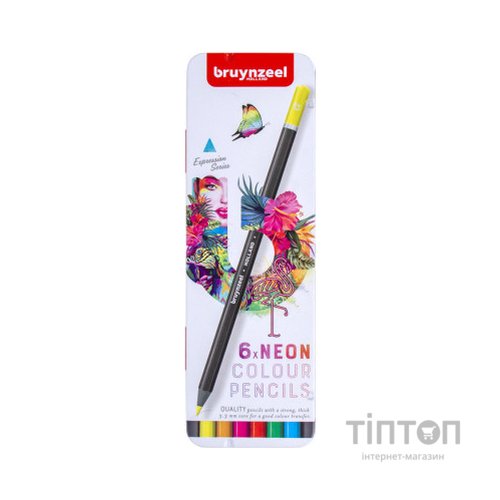 Олівці кольорові Bruynzeel EXPRESSION NEON, 6 кольорів (8712079468408)