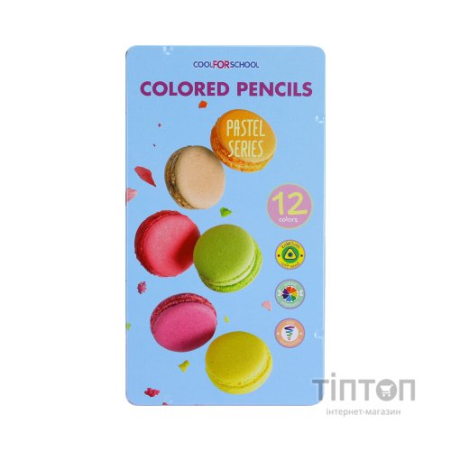 Олівці кольорові Cool For School Pastel Преміум в металевій коробці 12 кольорів (CF15188)