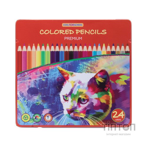 Олівці кольорові Cool For School Premium, тригранні,, 24 кольори (CF15180)