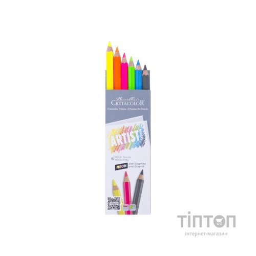 Олівці кольорові Cretacolor МЕГА Artist Studio Line 5 шт неонових + 1 графітовий МЕГА НВ (9014400277109)