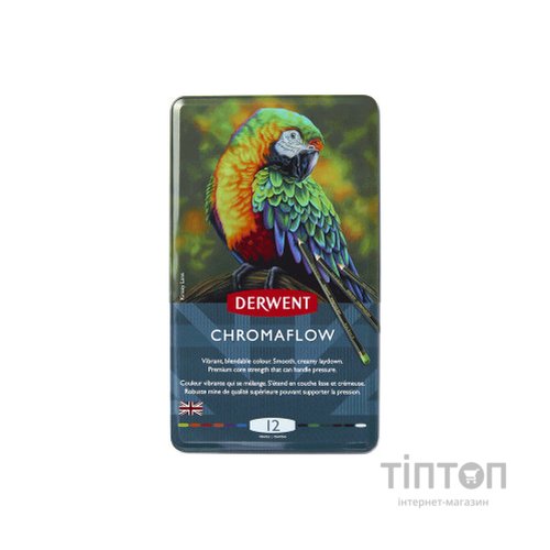 Олівці кольорові Derwent Chromaflow 12 кол. у металевому пеналі (5028252616119)
