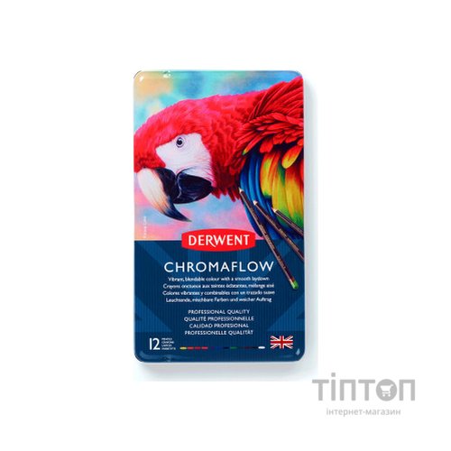 Олівці кольорові Derwent Chromaflow 12 кол. у металевому пеналі (5028252616119)
