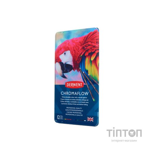 Олівці кольорові Derwent Chromaflow 12 кол. у металевому пеналі (5028252616119)