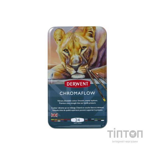 Олівці кольорові Derwent Chromaflow 24 кол. у металевому пеналі (5028252616133)