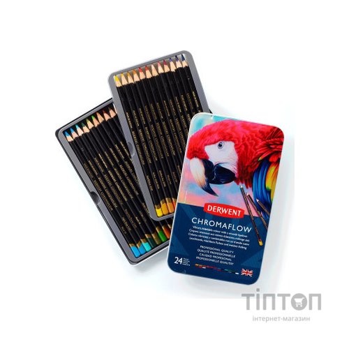 Олівці кольорові Derwent Chromaflow 24 кол. у металевому пеналі (5028252616133)