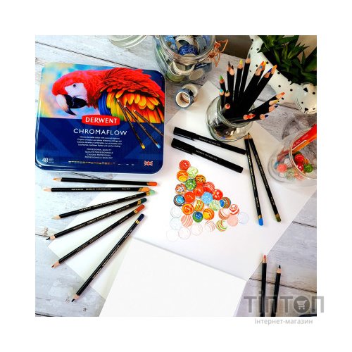 Олівці кольорові Derwent Chromaflow 48 кол. у металевому пеналі (5028252627511)