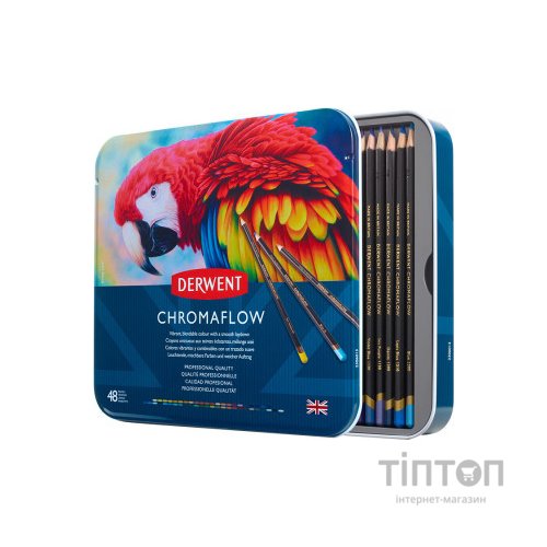 Олівці кольорові Derwent Chromaflow 48 кол. у металевому пеналі (5028252627511)