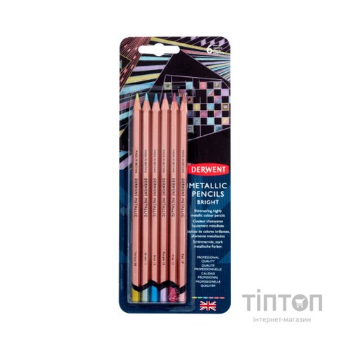 Олівці кольорові Derwent Metallic COLOURS, 6 кольорів (5028252598613)