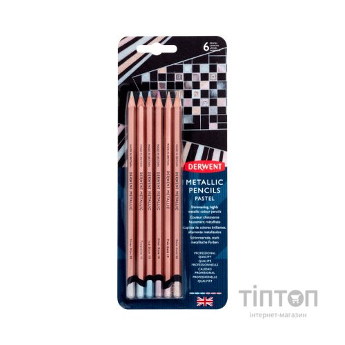 Олівці кольорові Derwent Metallic PASTEL, 6 кольорів (5028252598620)