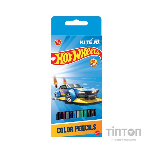 Олівці кольорові Kite Hot Wheels двосторонні, 12 шт. 24 кольори (HW25-054)