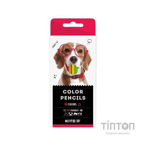 Олівці кольорові Kite тригранні Dogs 12 шт. (K22-053-1)