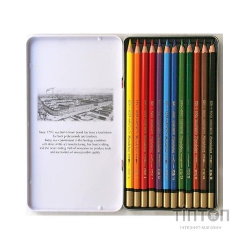 Олівці кольорові Koh-i-Noor Mondeluz акварельні 12 кольорів (3722)