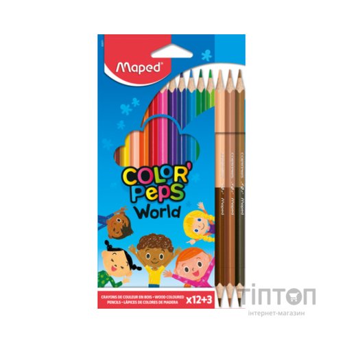 Олівці кольорові Maped Color Peps Classic 12 шт + 3 шт двосторонні Duo (MP.832071)
