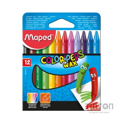 Олівці кольорові Maped Color Peps Wax Crayons воскові 12 кольорів (MP.861011)