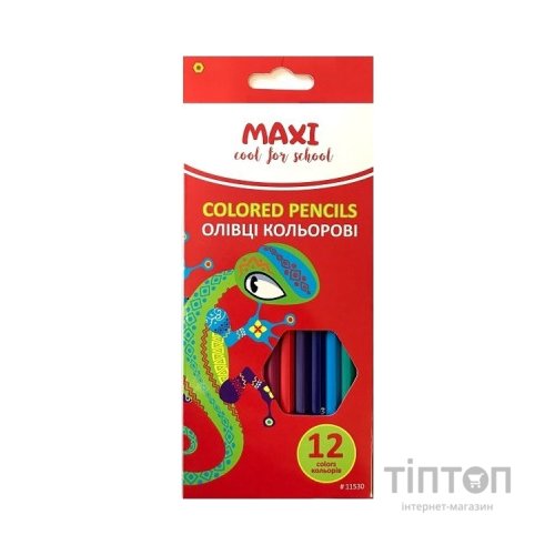 Олівці кольорові Maxi Africa пластикові, 12 кольорів (MX11530)