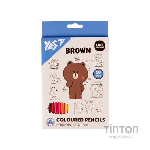 Олівці кольорові Yes 18 кол Line Friends (290712)