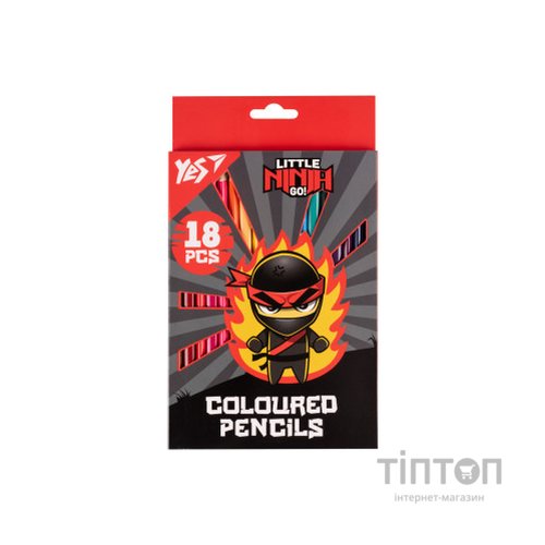 Олівці кольорові Yes 18 кол Ninja червоно сірий (290737)