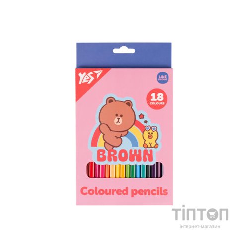 Олівці кольорові Yes 18 кольорів Line Friends Choco and Sally (290734)